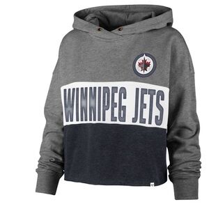 Winnipeg Jets ‘47 Heathered Gray/Heathered Navy Lizzy Cropped - Pullover Hoodie